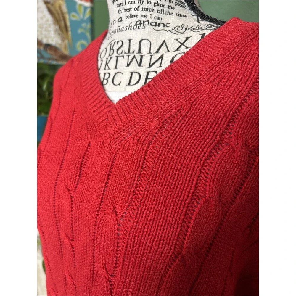 Vtg Northsport 100% Cotton Oversized Red Sweater 90s Butter Mom Preppy Large